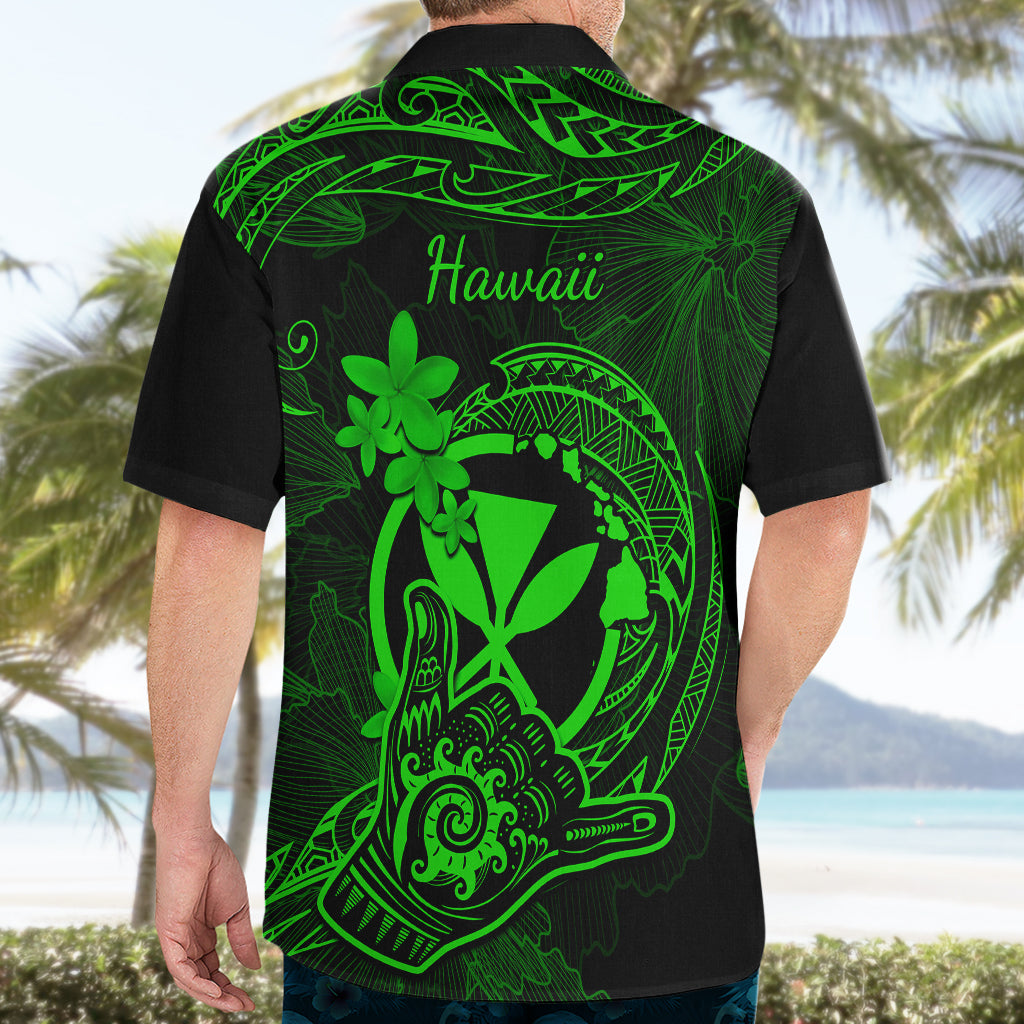 Hawaii Hawaiian Shirt Shaka Tattoo Mix Polynesian Plumeria Green Version - Wonder Print Shop