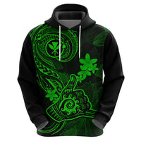 Hawaii Hoodie Shaka Tattoo Mix Polynesian Plumeria Green Version - Wonder Print Shop