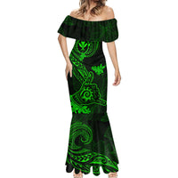 Hawaii Mermaid Dress Shaka Tattoo Mix Polynesian Plumeria Green Version - Wonder Print Shop