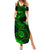 Hawaii Summer Maxi Dress Shaka Tattoo Mix Polynesian Plumeria Green Version - Wonder Print Shop