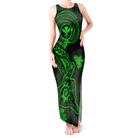 Hawaii Tank Maxi Dress Shaka Tattoo Mix Polynesian Plumeria Green Version - Wonder Print Shop