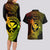 Hawaii Couples Matching Long Sleeve Bodycon Dress and Hawaiian Shirt Hammerhead Shark Tattoo Mix Polynesian Plumeria Reggae Version - Wonder Print Shop