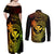 Hawaii Couples Matching Off Shoulder Maxi Dress and Long Sleeve Button Shirts Hammerhead Shark Tattoo Mix Polynesian Plumeria Reggae Version - Wonder Print Shop