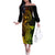 Hawaii Family Matching Off Shoulder Long Sleeve Dress and Hawaiian Shirt Hammerhead Shark Tattoo Mix Polynesian Plumeria Reggae Version - Wonder Print Shop