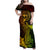 Hawaii Family Matching Off Shoulder Maxi Dress and Hawaiian Shirt Hammerhead Shark Tattoo Mix Polynesian Plumeria Reggae Version - Wonder Print Shop