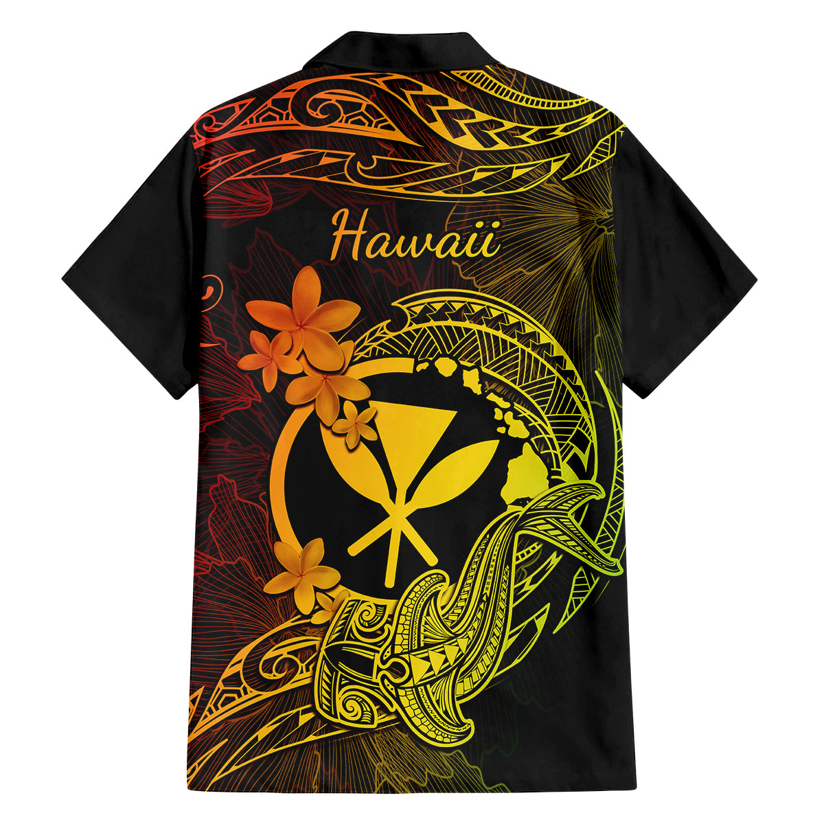 Hawaii Family Matching Off Shoulder Short Dress and Hawaiian Shirt Hammerhead Shark Tattoo Mix Polynesian Plumeria Reggae Version - Wonder Print Shop