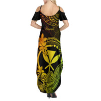 Hawaii Family Matching Summer Maxi Dress and Hawaiian Shirt Hammerhead Shark Tattoo Mix Polynesian Plumeria Reggae Version - Wonder Print Shop