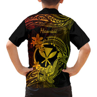 Hawaii Family Matching Tank Maxi Dress and Hawaiian Shirt Hammerhead Shark Tattoo Mix Polynesian Plumeria Reggae Version - Wonder Print Shop