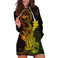 Hawaii Hoodie Dress Hammerhead Shark Tattoo Mix Polynesian Plumeria Reggae Version - Wonder Print Shop