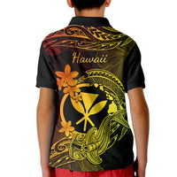Hawaii Kid Polo Shirt Hammerhead Shark Tattoo Mix Polynesian Plumeria Reggae Version - Wonder Print Shop