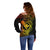 Hawaii Off Shoulder Sweater Hammerhead Shark Tattoo Mix Polynesian Plumeria Reggae Version - Wonder Print Shop