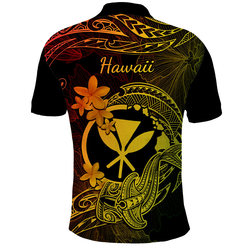 Hawaii Polo Shirt Hammerhead Shark Tattoo Mix Polynesian Plumeria Reggae Version - Wonder Print Shop