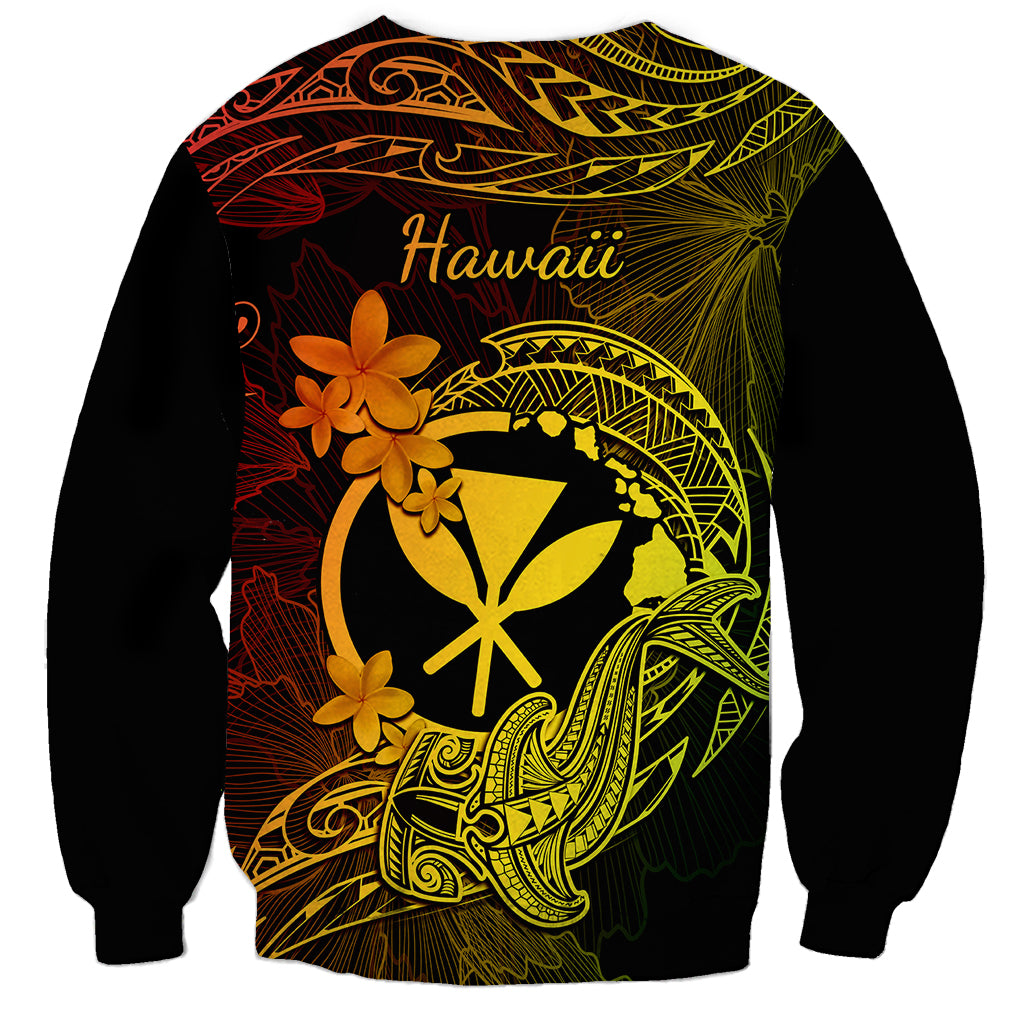 Hawaii Sweatshirt Hammerhead Shark Tattoo Mix Polynesian Plumeria Reggae Version - Wonder Print Shop