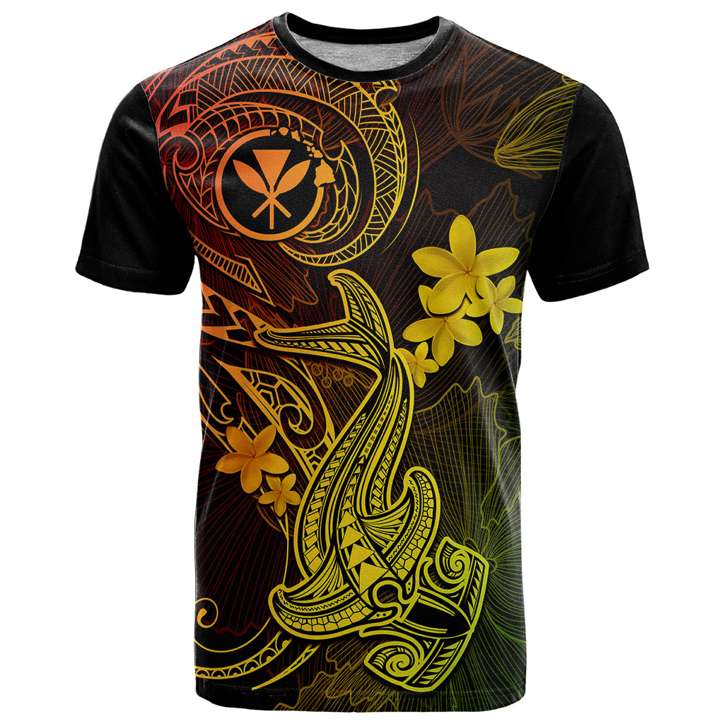 Hawaii T Shirt Hammerhead Shark Tattoo Mix Polynesian Plumeria Reggae Version - Wonder Print Shop