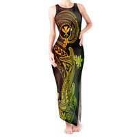 Hawaii Tank Maxi Dress Hammerhead Shark Tattoo Mix Polynesian Plumeria Reggae Version - Wonder Print Shop