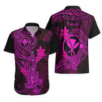 Hawaii Hawaiian Shirt Hammerhead Shark Tattoo Mix Polynesian Plumeria Pink Version - Wonder Print Shop