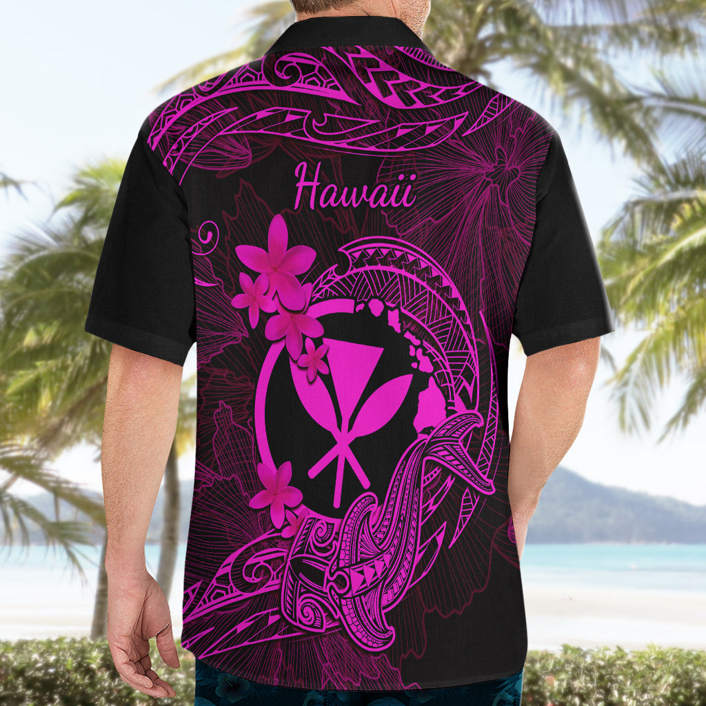 Hawaii Hawaiian Shirt Hammerhead Shark Tattoo Mix Polynesian Plumeria Pink Version - Wonder Print Shop