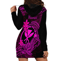 Hawaii Hoodie Dress Hammerhead Shark Tattoo Mix Polynesian Plumeria Pink Version - Wonder Print Shop