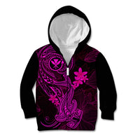 Hawaii Kid Hoodie Hammerhead Shark Tattoo Mix Polynesian Plumeria Pink Version - Wonder Print Shop