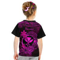 Hawaii Kid T Shirt Hammerhead Shark Tattoo Mix Polynesian Plumeria Pink Version - Wonder Print Shop