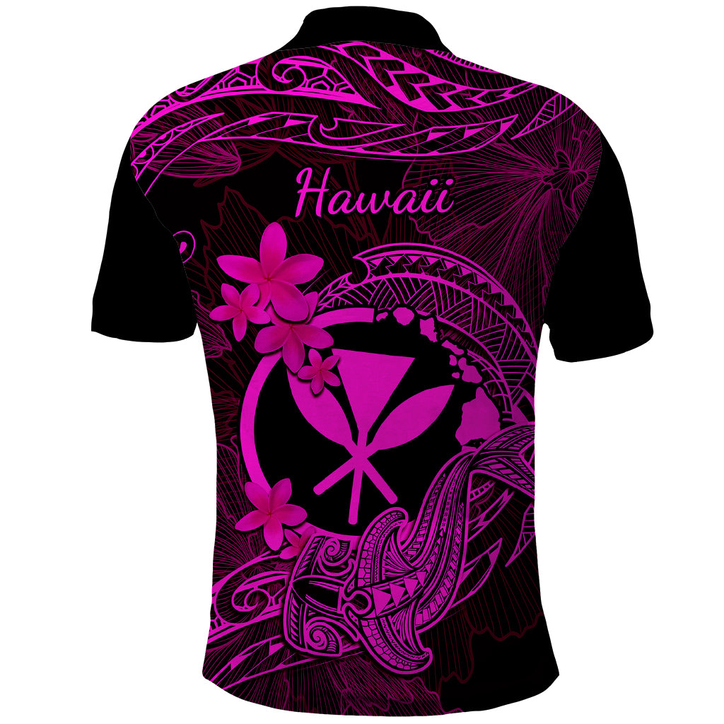 Hawaii Polo Shirt Hammerhead Shark Tattoo Mix Polynesian Plumeria Pink Version - Wonder Print Shop