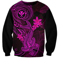 Hawaii Sweatshirt Hammerhead Shark Tattoo Mix Polynesian Plumeria Pink Version - Wonder Print Shop