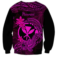 Hawaii Sweatshirt Hammerhead Shark Tattoo Mix Polynesian Plumeria Pink Version - Wonder Print Shop