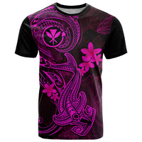 Hawaii T Shirt Hammerhead Shark Tattoo Mix Polynesian Plumeria Pink Version - Wonder Print Shop