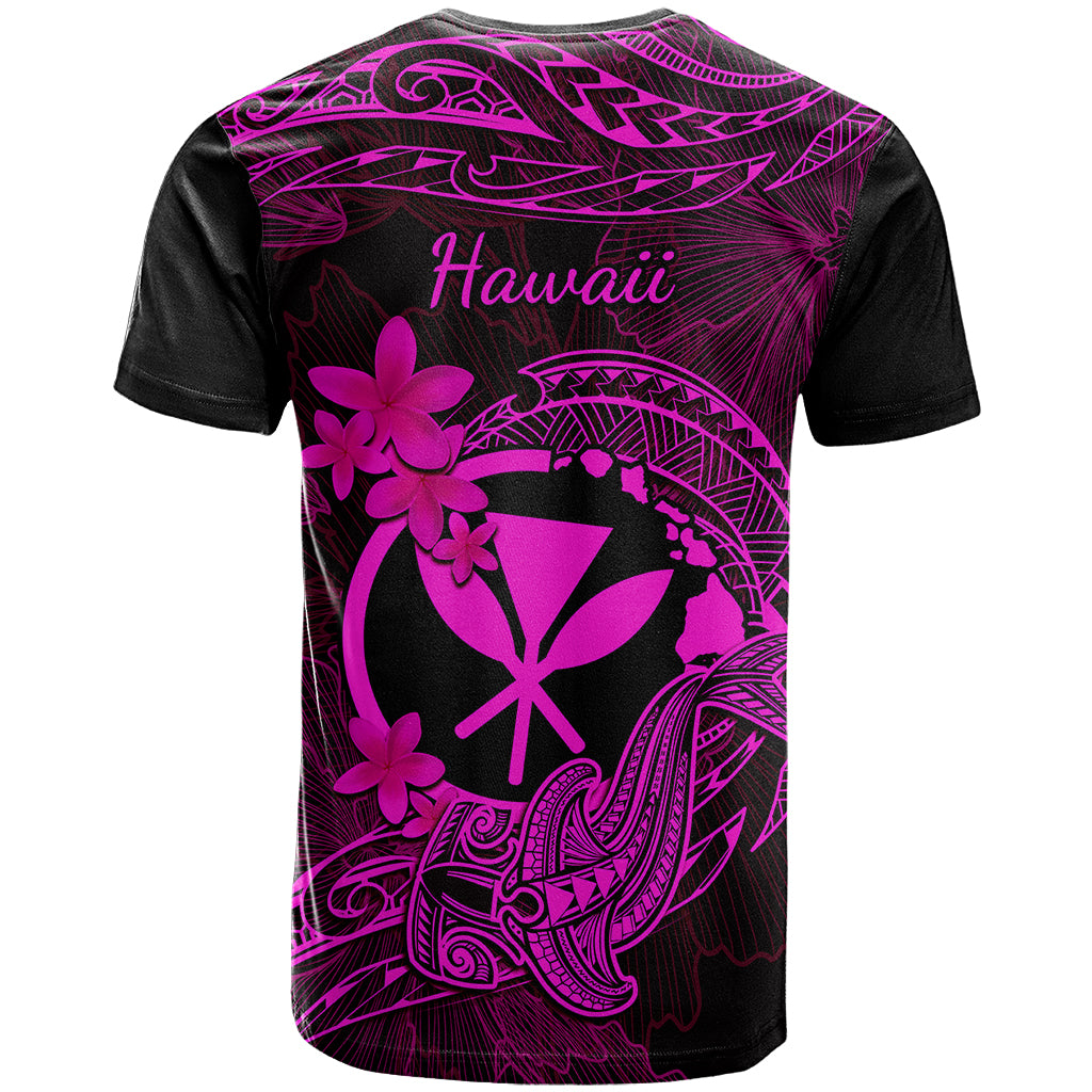 Hawaii T Shirt Hammerhead Shark Tattoo Mix Polynesian Plumeria Pink Version - Wonder Print Shop