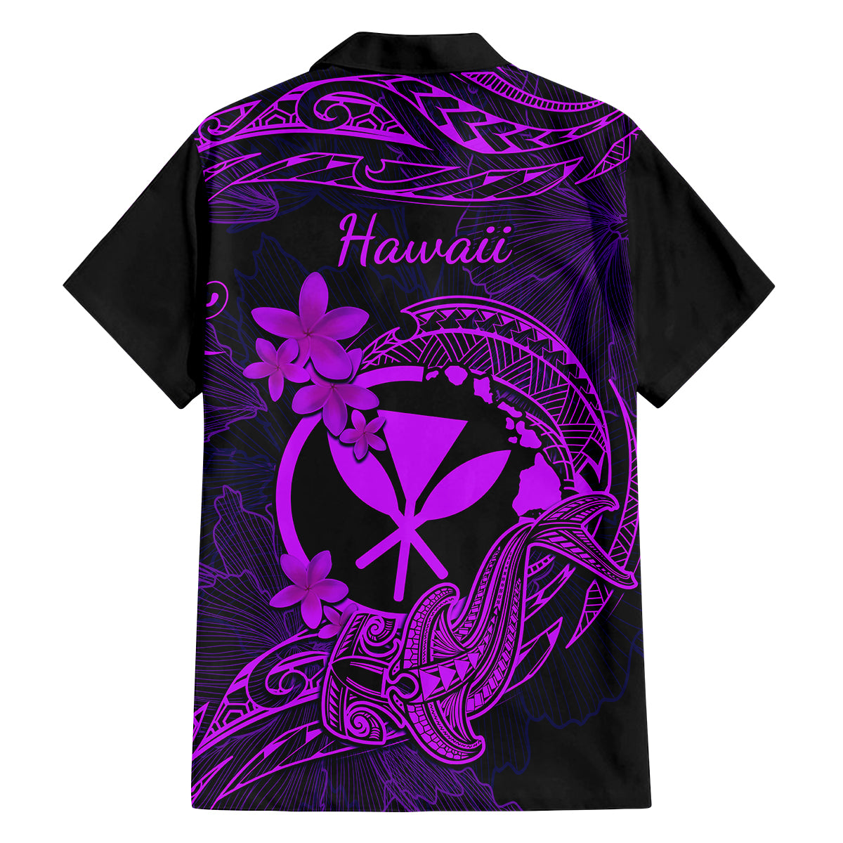 Hawaii Family Matching Off Shoulder Maxi Dress and Hawaiian Shirt Hammerhead Shark Tattoo Mix Polynesian Plumeria Purple Version - Wonder Print Shop