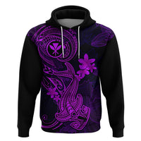 Hawaii Hoodie Hammerhead Shark Tattoo Mix Polynesian Plumeria Purple Version - Wonder Print Shop