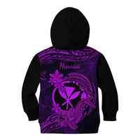 Hawaii Kid Hoodie Hammerhead Shark Tattoo Mix Polynesian Plumeria Purple Version - Wonder Print Shop