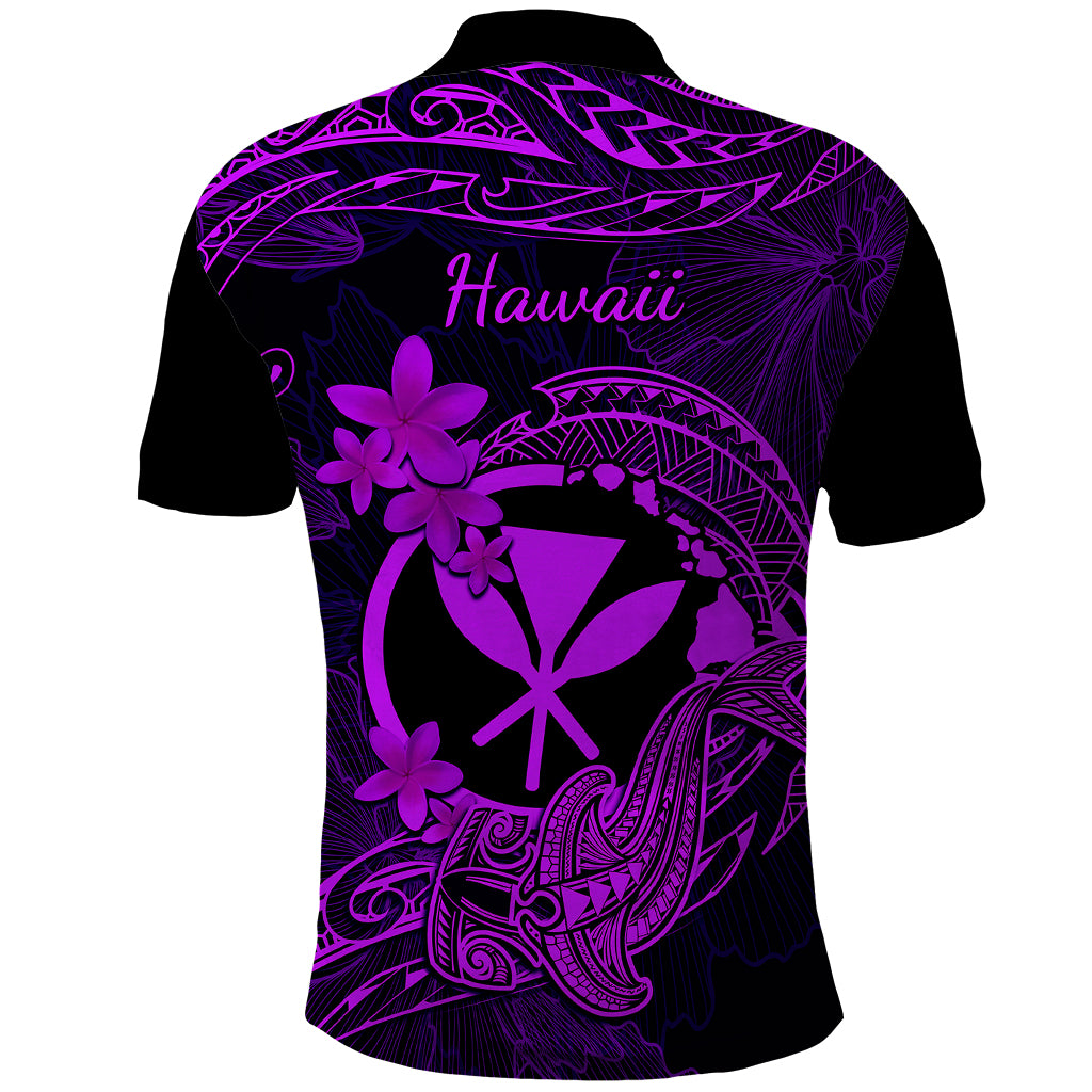 Hawaii Polo Shirt Hammerhead Shark Tattoo Mix Polynesian Plumeria Purple Version - Wonder Print Shop