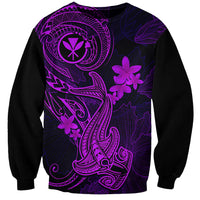 Hawaii Sweatshirt Hammerhead Shark Tattoo Mix Polynesian Plumeria Purple Version - Wonder Print Shop