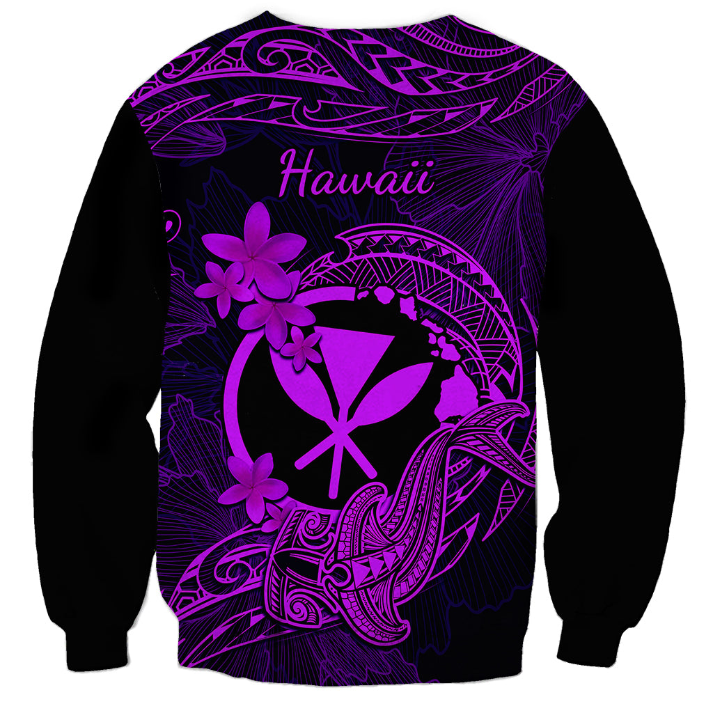 Hawaii Sweatshirt Hammerhead Shark Tattoo Mix Polynesian Plumeria Purple Version - Wonder Print Shop
