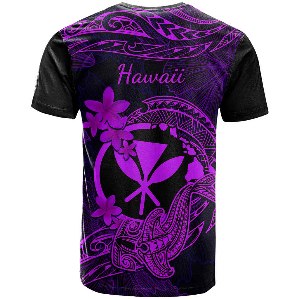 Hawaii T Shirt Hammerhead Shark Tattoo Mix Polynesian Plumeria Purple Version - Wonder Print Shop