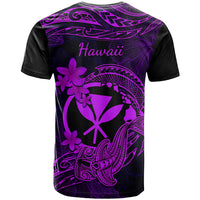 Hawaii T Shirt Hammerhead Shark Tattoo Mix Polynesian Plumeria Purple Version - Wonder Print Shop