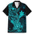 Hawaii Kid Hawaiian Shirt Hammerhead Shark Tattoo Mix Polynesian Plumeria Turquoise Version - Wonder Print Shop