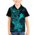 Hawaii Kid Hawaiian Shirt Hammerhead Shark Tattoo Mix Polynesian Plumeria Turquoise Version - Wonder Print Shop