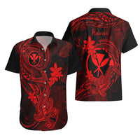Hawaii Hawaiian Shirt Hammerhead Shark Tattoo Mix Polynesian Plumeria Red Version - Wonder Print Shop