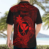 Hawaii Hawaiian Shirt Hammerhead Shark Tattoo Mix Polynesian Plumeria Red Version - Wonder Print Shop