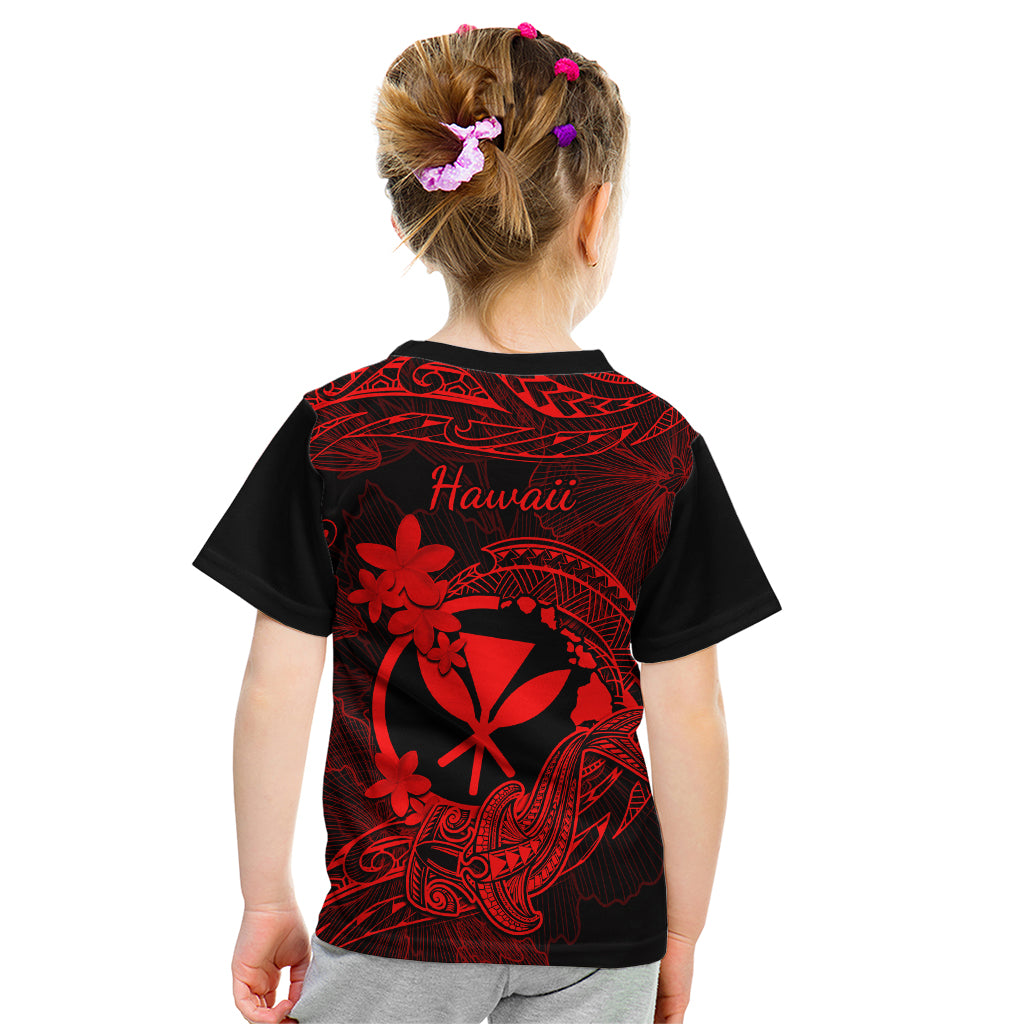 Hawaii Kid T Shirt Hammerhead Shark Tattoo Mix Polynesian Plumeria Red Version - Wonder Print Shop