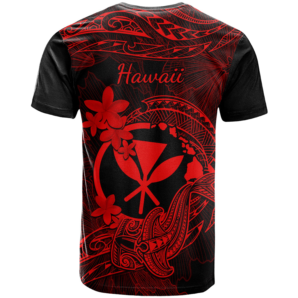 Hawaii T Shirt Hammerhead Shark Tattoo Mix Polynesian Plumeria Red Version - Wonder Print Shop