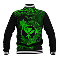 Hawaii Baseball Jacket Hammerhead Shark Tattoo Mix Polynesian Plumeria Green Version - Wonder Print Shop