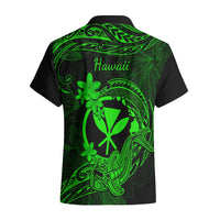 Hawaii Hawaiian Shirt Hammerhead Shark Tattoo Mix Polynesian Plumeria Green Version - Wonder Print Shop