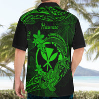 Hawaii Hawaiian Shirt Hammerhead Shark Tattoo Mix Polynesian Plumeria Green Version - Wonder Print Shop