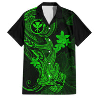Hawaii Kid Hawaiian Shirt Hammerhead Shark Tattoo Mix Polynesian Plumeria Green Version - Wonder Print Shop