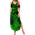 Hawaii Summer Maxi Dress Hammerhead Shark Tattoo Mix Polynesian Plumeria Green Version - Wonder Print Shop