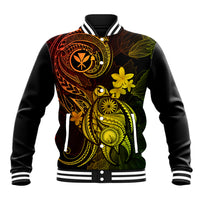 Hawaii Baseball Jacket Turtle Mix Polynesian Plumeria Reggae Version - Wonder Print Shop