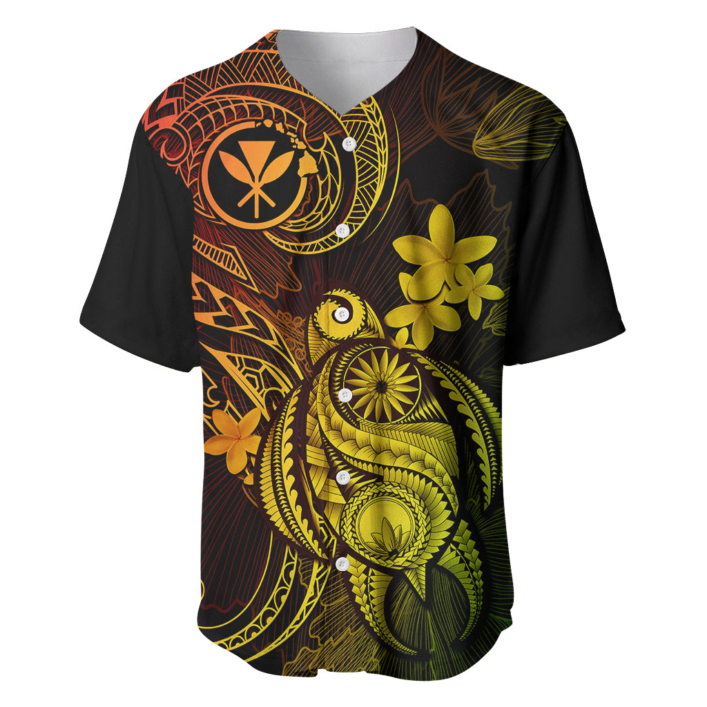 Hawaii Baseball Jersey Turtle Mix Polynesian Plumeria Reggae Version - Wonder Print Shop